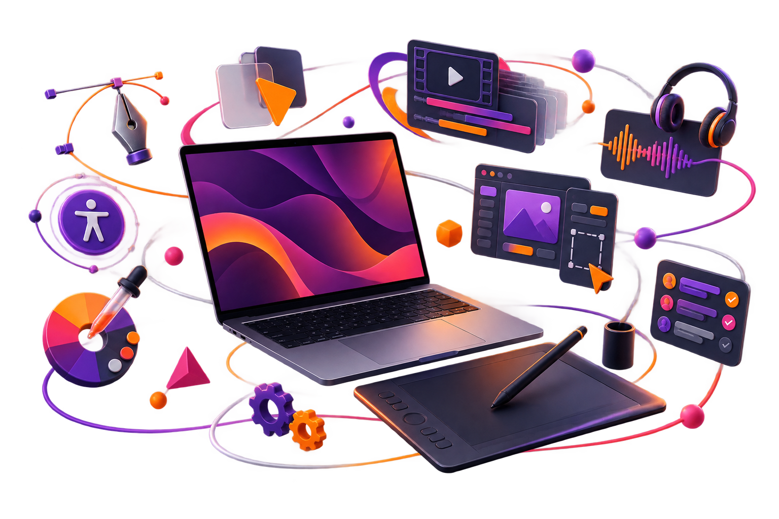 Creative toolbox filled with digital design, accessibility, multimedia, and interface tools.